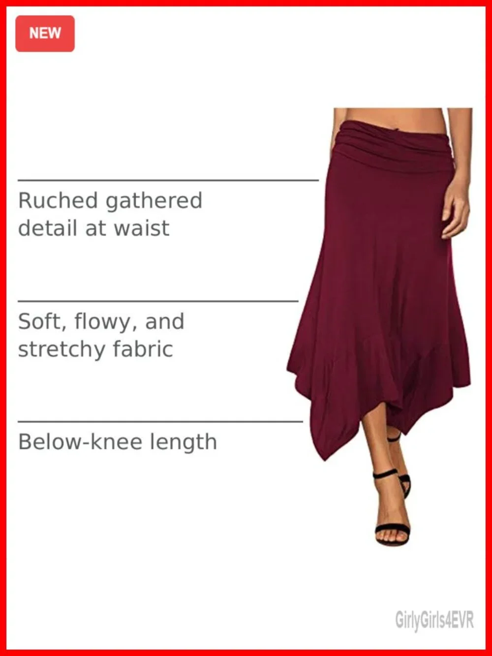 Women's Flowy Handkerchief Hemline Midi Skirt